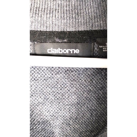 Merino Wool Blend Sweater Men's 3XL Grey Long Sleeve Quarter Zip Grandpa Preppy - Picture 9 of 11